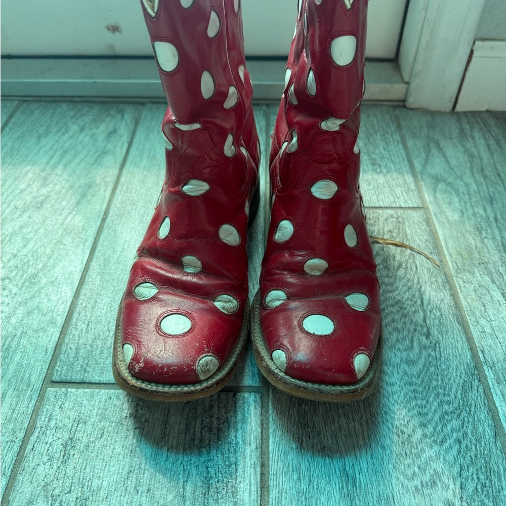Tin Haul Red Polka Dot Combat Boots